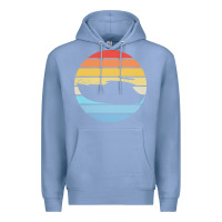 Colony Blue boat t  shirt boat trip silhouette on a distressed retro sunset produc Premium Hoodie - linhVisuals