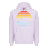 Lilac boat t  shirt boat trip silhouette on a distressed retro sunset produc Premium Hoodie - linhVisuals