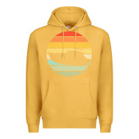 Mustard boat t  shirt boat trip silhouette on a distressed retro sunset produc Premium Hoodie - linhVisuals