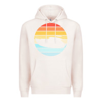 Pale Pink boat t  shirt boat trip silhouette on a distressed retro sunset produc Premium Hoodie - linhVisuals