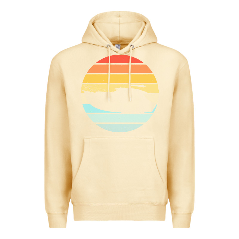 Boat T  Shirt Boat Trip Silhouette On A Distressed Retro Sunset Produc Premium Hoodie by linhVisuals | Teevron