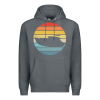 Rock boat t  shirt boat trip silhouette on a distressed retro sunset produc Premium Hoodie - linhVisuals