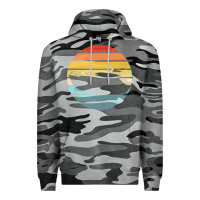 Slate Camo boat t  shirt boat trip silhouette on a distressed retro sunset produc Premium Hoodie - linhVisuals