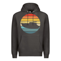 Smoke boat t  shirt boat trip silhouette on a distressed retro sunset produc Premium Hoodie - linhVisuals
