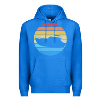 True Royal boat t  shirt boat trip silhouette on a distressed retro sunset produc Premium Hoodie - linhVisuals