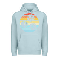 Blue Mist bocce ball t  shirt bocce ball silhouette on a distressed retro sunset Premium Hoodie - linhVisuals