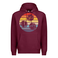 Burgundy bocce ball t  shirt bocce ball silhouette on a distressed retro sunset Premium Hoodie - linhVisuals