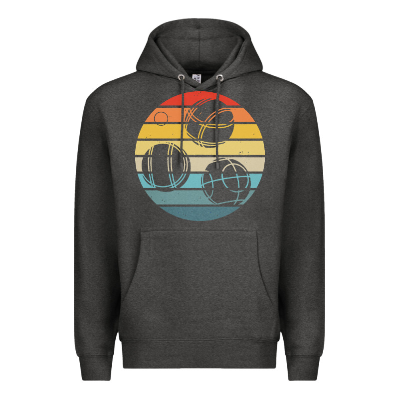 Bocce Ball T  Shirt Bocce Ball Silhouette On A Distressed Retro Sunset Premium Hoodie by linhVisuals | Teevron