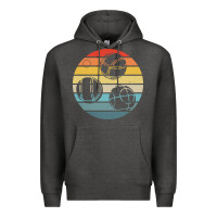 Charcoal Heather bocce ball t  shirt bocce ball silhouette on a distressed retro sunset Premium Hoodie - linhVisuals