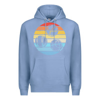 Colony Blue bocce ball t  shirt bocce ball silhouette on a distressed retro sunset Premium Hoodie - linhVisuals