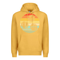 Mustard bocce ball t  shirt bocce ball silhouette on a distressed retro sunset Premium Hoodie - linhVisuals
