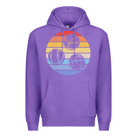 Purple bocce ball t  shirt bocce ball silhouette on a distressed retro sunset Premium Hoodie - linhVisuals
