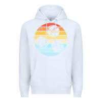 White bocce ball t  shirt bocce ball silhouette on a distressed retro sunset Premium Hoodie - linhVisuals