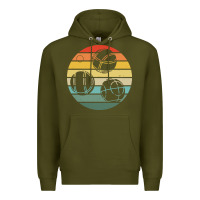 Army Green bocce ball t  shirt bocce ball silhouette on a distressed retro sunset Premium Hoodie - linhVisuals