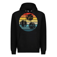Black bocce ball t  shirt bocce ball silhouette on a distressed retro sunset Premium Hoodie - linhVisuals