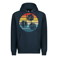 Navy bocce ball t  shirt bocce ball silhouette on a distressed retro sunset Premium Hoodie - linhVisuals