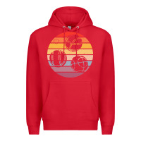 Red bocce ball t  shirt bocce ball silhouette on a distressed retro sunset Premium Hoodie - linhVisuals