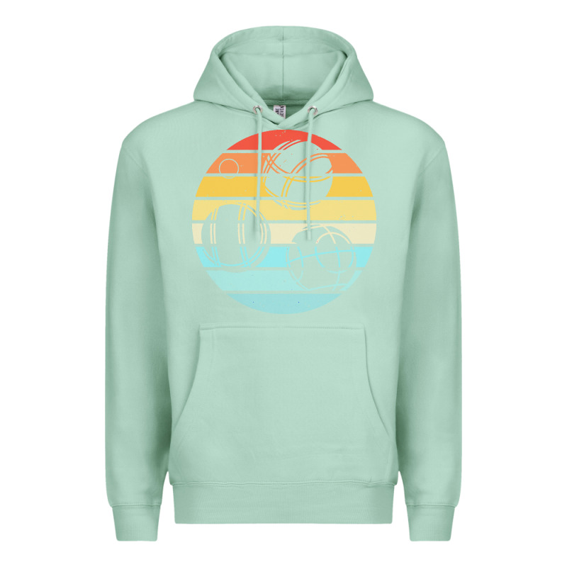 Bocce Ball T  Shirt Bocce Ball Silhouette On A Distressed Retro Sunset Premium Hoodie by linhVisuals | Teevron