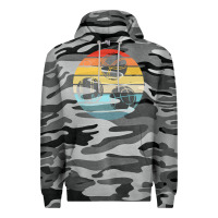 Slate Camo bocce ball t  shirt bocce ball silhouette on a distressed retro sunset Premium Hoodie - linhVisuals