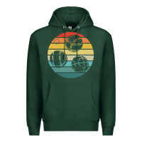 Sports Green bocce ball t  shirt bocce ball silhouette on a distressed retro sunset Premium Hoodie - linhVisuals