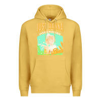 Antique Gold pommeranian t  shirt dog owner, just wanna pet my pommeranian & drink Premium Hoodie - linhVisuals