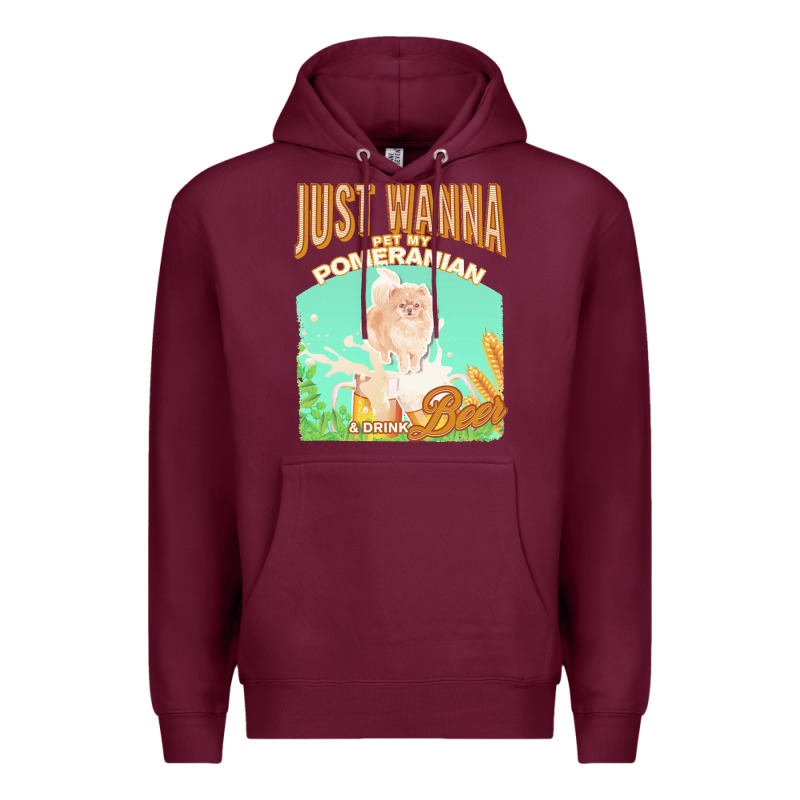 Pommeranian T  Shirt Dog Owner, Just Wanna Pet My Pommeranian & Drink Premium Hoodie by linhVisuals | Teevron