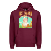 Burgundy pommeranian t  shirt dog owner, just wanna pet my pommeranian & drink Premium Hoodie - linhVisuals