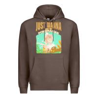 Coffee pommeranian t  shirt dog owner, just wanna pet my pommeranian & drink Premium Hoodie - linhVisuals