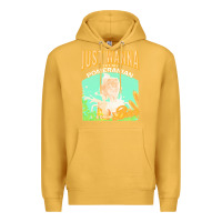 Mustard pommeranian t  shirt dog owner, just wanna pet my pommeranian & drink Premium Hoodie - linhVisuals