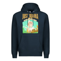Navy pommeranian t  shirt dog owner, just wanna pet my pommeranian & drink Premium Hoodie - linhVisuals