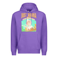 Purple pommeranian t  shirt dog owner, just wanna pet my pommeranian & drink Premium Hoodie - linhVisuals