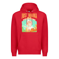 Red pommeranian t  shirt dog owner, just wanna pet my pommeranian & drink Premium Hoodie - linhVisuals