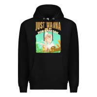 Black pommeranian t  shirt dog owner, just wanna pet my pommeranian & drink Premium Hoodie - linhVisuals