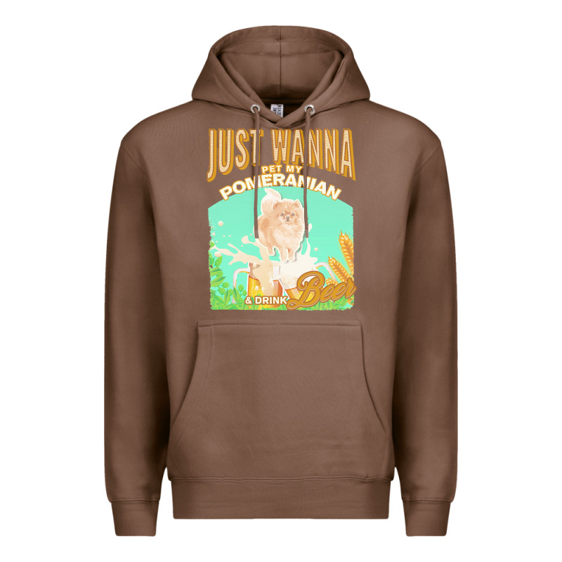 Pommeranian T  Shirt Dog Owner, Just Wanna Pet My Pommeranian & Drink Premium Hoodie by linhVisuals | Teevron