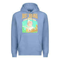 Colony Blue pommeranian t  shirt dog owner, just wanna pet my pommeranian & drink Premium Hoodie - linhVisuals