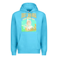 Ocean Blue pommeranian t  shirt dog owner, just wanna pet my pommeranian & drink Premium Hoodie - linhVisuals