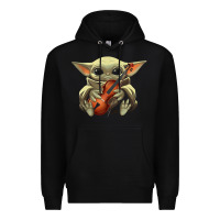 Black baby yoda hug violin [tb] Premium Hoodie - linhVisuals