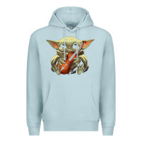 Blue Mist baby yoda hug violin [tb] Premium Hoodie - linhVisuals