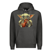 Charcoal Heather baby yoda hug violin [tb] Premium Hoodie - linhVisuals