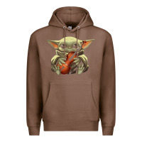 Chestnut baby yoda hug violin [tb] Premium Hoodie - linhVisuals