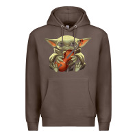 Coffee baby yoda hug violin [tb] Premium Hoodie - linhVisuals