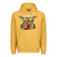 Mustard baby yoda hug violin [tb] Premium Hoodie - linhVisuals