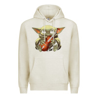 Oatmeal Heather baby yoda hug violin [tb] Premium Hoodie - linhVisuals