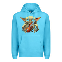 Ocean Blue baby yoda hug violin [tb] Premium Hoodie - linhVisuals