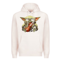 Pale Pink baby yoda hug violin [tb] Premium Hoodie - linhVisuals
