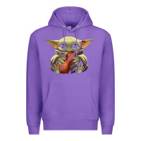 Purple baby yoda hug violin [tb] Premium Hoodie - linhVisuals