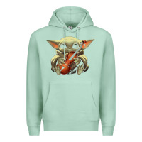 Seafoam baby yoda hug violin [tb] Premium Hoodie - linhVisuals