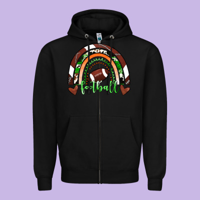 Football Rainbow Zipper Hoodie Designed By Ranaportraitstore