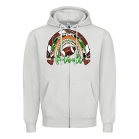 Dove Grey Football Rainbow Zipper Hoodie - RanaPortraitStore