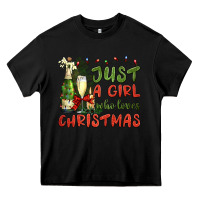 Black just a girl who loves christmas Heavy Core Tee - BundleAndBundleShop